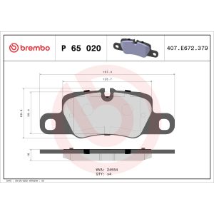 Conjunto de pastilhas de travão BREMBO P 65 020, atrás