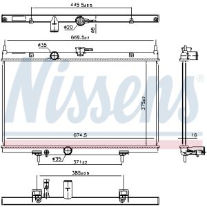 Radiador, refrigeración de motor NISSENS 606768