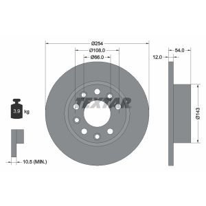 Disco freno TEXTAR 92040400 posteriore, completo, 1 pezzo