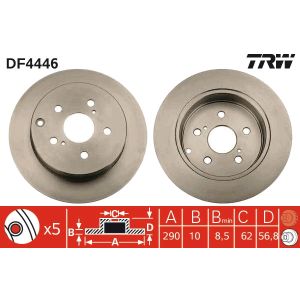 Disco freno TRW DF4446 posteriore, completo, 1 pezzo