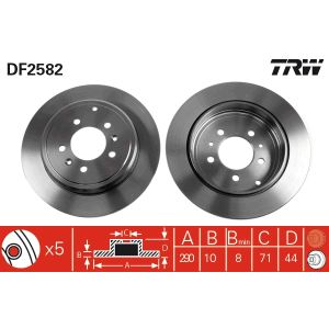 Jarrulevy TRW DF2582 takana, täysi, 1 kpl