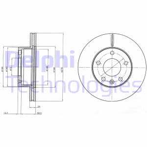 Disco de freno DELPHI BG4022 frente, ventilado, 2 pieza