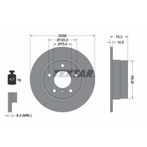 Disco freno TEXTAR 92146003 posteriore, completo, 1 pezzo