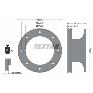 Disque de frein TEXTAR 93127400 avant, ventilé, 1 pièce