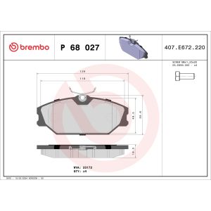 Jarrupalasarja BREMBO P 68 027, edessä