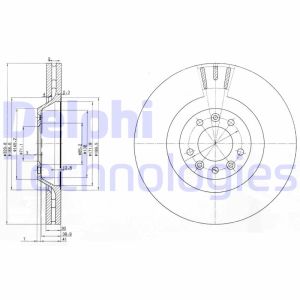 Jarrulevy DELPHI BG9844 edessä, tuuletettu, 1 kpl