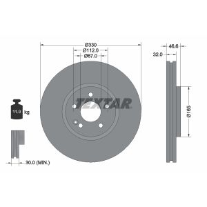 Disco freno TEXTAR 92181903 anteriore, ventilato, 1 pezzo