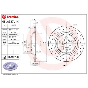 Remschijf BREMBO XTRA LINE BREMBO 08.A537.1X, 1 Stuk