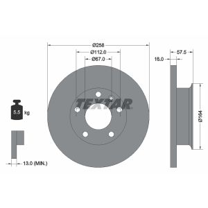 Disque de frein TEXTAR 92037000 avant, plein, 1 Stück