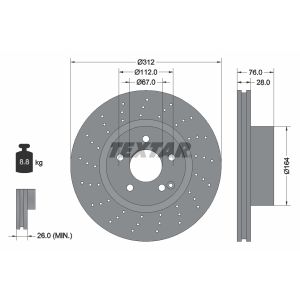 Disco de freno TEXTAR 92099303 vorne, ventilado , perforado, 1 Pieza