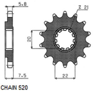 Tandwiel voor SUNSTAR SUNF312-15