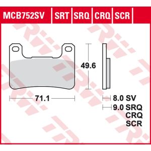 Juego de pastillas de freno TRW MCB752SCR Keine Strassenzulassung