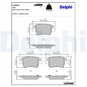 Bremsbelagsatz, Scheibenbremse DELPHI LP3553