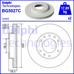 Discos de freno DELPHI BG5027C delantero, ventilado , 2 Pieza