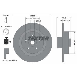 Disque de frein TEXTAR 92252900 à l'arrière, plein, 1 pièce