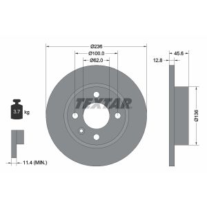 Disco freno TEXTAR 92090200 anteriore, pieno, 1 Pezzo