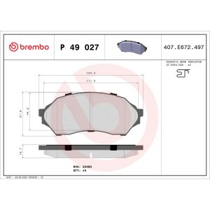 Bremsbelagsatz, Scheibenbremse BREMBO P 49 027