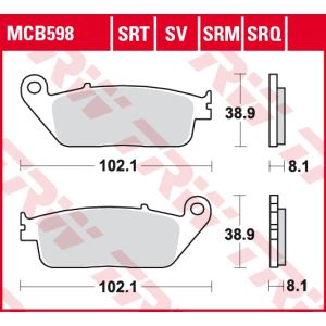 TRW MCB634 Organic Allround Remblokkenset voor Honda XL achteras en andere motorfietsen