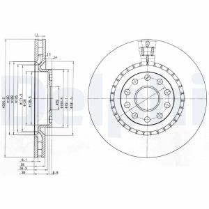 Disque de frein DELPHI BG3723 avant, ventilé, 2 pièce