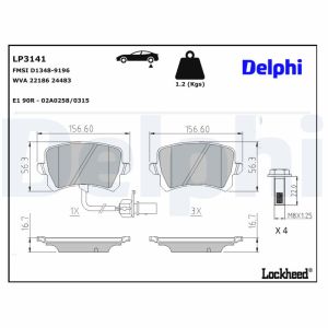 Bremsbelagsatz, Scheibenbremse DELPHI LP3141
