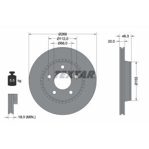 Disque de frein TEXTAR 92037100, arrière, ventilé , 1 Stück