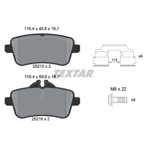 Bremsbelagsatz TEXTAR 2521502, Hinten