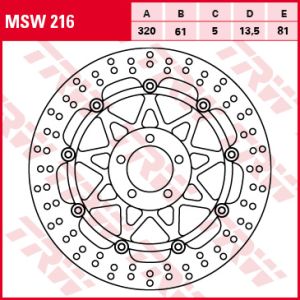 Remschijf TRW MSW216, 1 Stuk