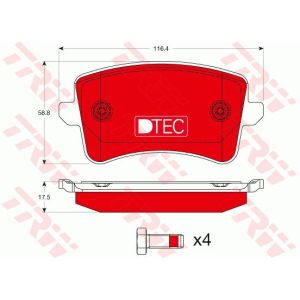 Bremsbelagsatz TRW GDB1765DTE, Hinten