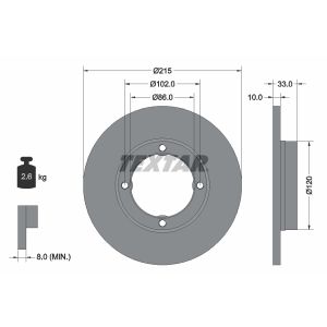 Disque de frein TEXTAR 92043800 avant, plein, 1 pièce