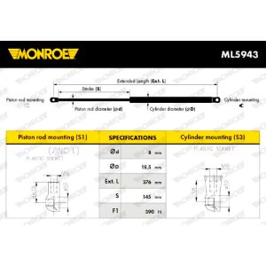 Gasfeder, Kofferraumdeckel MONROE ML5943