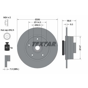 Disque de frein TEXTAR 92291003 à l'arrière, plein, 1 pièce