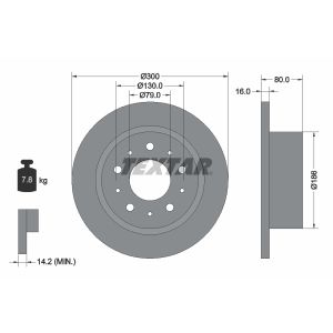 Disque de frein TEXTAR 92157600 à l'arrière, plein, 1 pièce