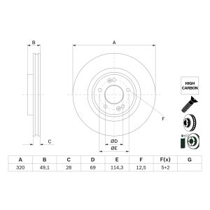 Disco de travão BOSCH 0 986 479 F35 frente, ventilado, altamente carbonizado, 1 Peça