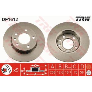 Bremsscheibe TRW DF1612 vorne, voll, 1 Stück