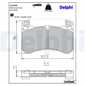 Bremsbelagsatz DELPHI LP3540, Vorne