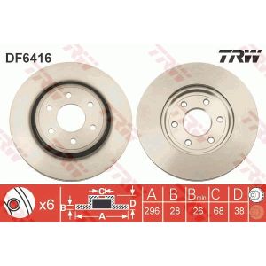 Bremsscheibe TRW DF6416 vorne, belüftet, 1 Stück