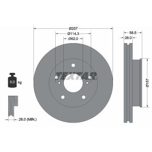 Disque de frein TEXTAR 92236003 avant, ventilé, 1 pièce