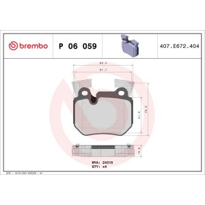 Bremsbelagsatz, Scheibenbremse BREMBO P 06 059