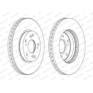 Disco de travão FERODO DDF1557C frente, ventilado, 2 Peça
