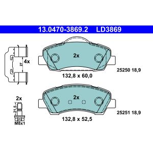 Set Pastiglie Freno Anteriori ATE 620930 - Kit Completo Per Auto, Qualità Originale, Compatibile Con Audi Q7 (2006-on)
