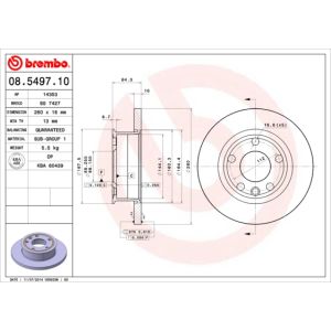 Jarrulevy BREMBO 08.5497.10, edessä, täysi, 1 kpl