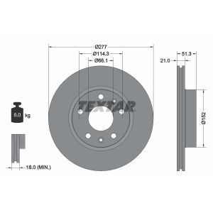 Disco freno TEXTAR 92115703 anteriore, ventilato, 1 pezzo