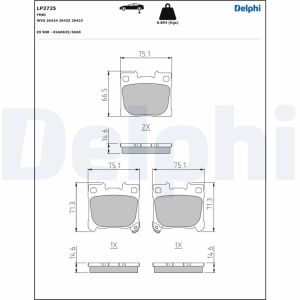 Conjunto de pastilhas de travão DELPHI LP3725, atrás