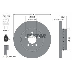 Bremsscheibe TEXTAR PRO+ 92265825 vorne, belüftet, hochkarbonisiert, 1 Stück