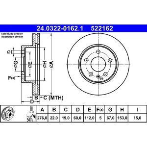 Jarrulevy ATE Power Disc 24.0322-0162.1, 1 kpl