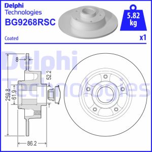 Jarrulevy DELPHI BG9268RSC takana/täydellinen/1 kpl