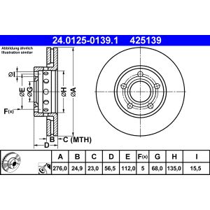 Disco de freno ATE 24.0125-0139.1 vorne, ventilado , altamente carbonizado, 1 Pieza