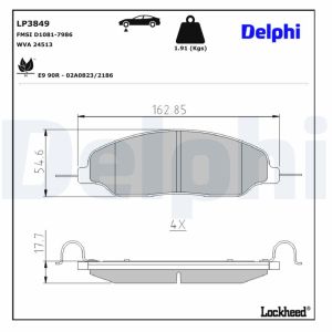 Conjunto de pastilhas de travão DELPHI LP3849
