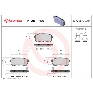 Conjunto de pastilhas de travão BREMBO P 30 046, atrás