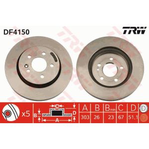 Bremsscheibe TRW DF4150 vorne, belüftet, 1 Stück